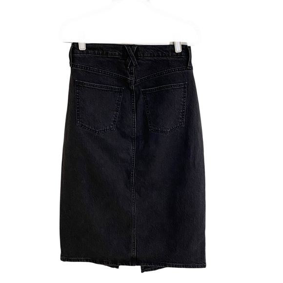 Universal Thread black denim high-waisted midi front slit skirt size 8 - Picture 8 of 12